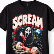 Scream Ghostface Horror Slasher Mask Bloody Knife Retro Unisex T-Shirt