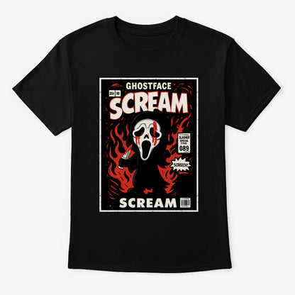 Scream “Slasher Special” Ghostface Graphic Tee – Retro Horror Comic T-Shirt for Scary Movie Fans
