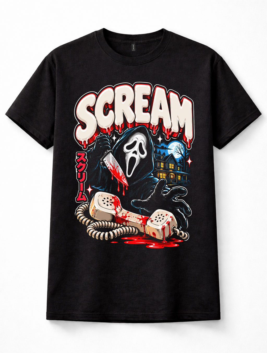 Scream Ghostface Horror Slasher Mask Bloody Knife Retro Unisex T-Shirt