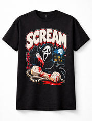 Scream Ghostface Horror Slasher Mask Bloody Knife Retro Unisex T-Shirt