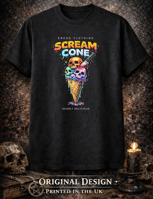 Scream Cone Skull Unisex Toxic Gothic Horror Ice Cream Graphic T-Shirt Dark Art