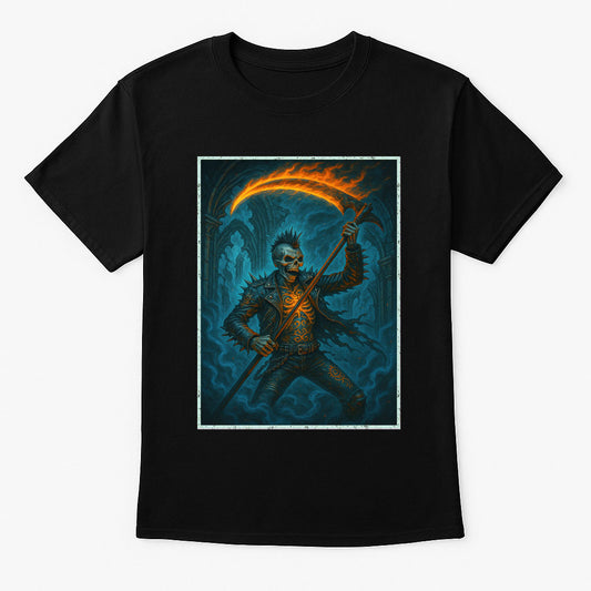 Flame Scythe Reaper Punk Gothic Horror Dark Alternative Unisex T-Shirt