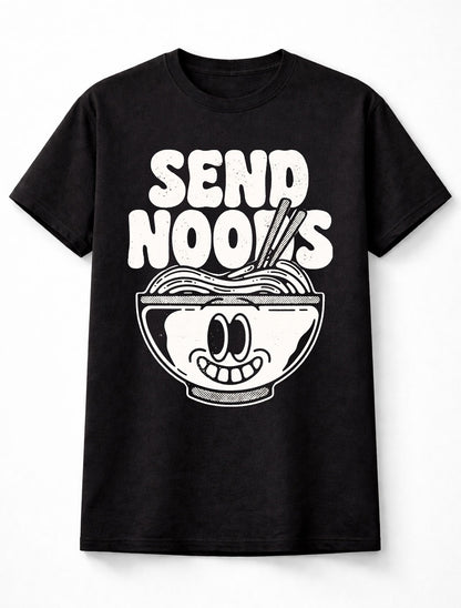 Send Noods Funny Ramen Noodles Pun Graphic Humor Tee Adults & Kids Unisex T-Shirt