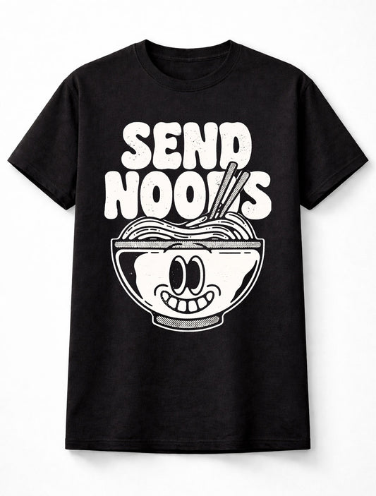 Send Noods Funny Ramen Noodles Pun Graphic Humor Tee Adults & Kids Unisex T-Shirt