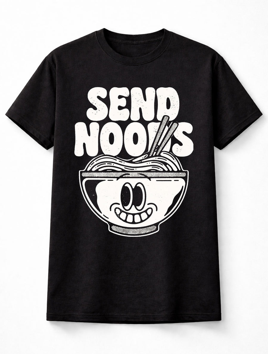 Send Noods Funny Ramen Noodles Pun Graphic Humor Tee Adults & Kids Unisex T-Shirt