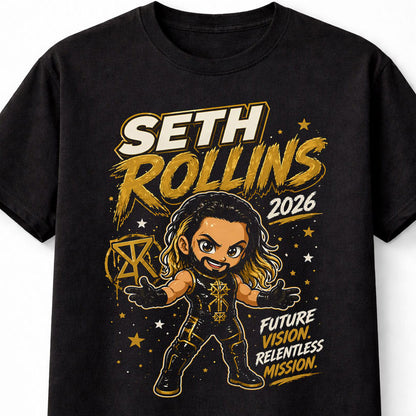 Seth Rollins Visionary Wrestling T-Shirt – Architect Relentless Mission Fan Tee Adults & Kids Unisex T-Shirt