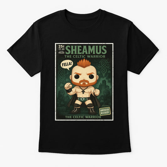 Sheamus “Celtic Warrior” Pop Comic Wrestling T-Shirt — Brogue Kick Edition