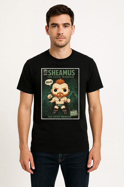 Sheamus “Celtic Warrior” Pop Comic Wrestling T-Shirt — Brogue Kick Edition