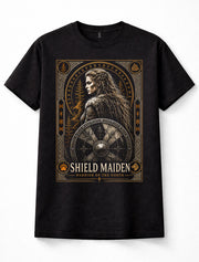 Shield Maiden Viking Woman Norse Warrior Runes Valkyrie Shield Unisex T-Shirt