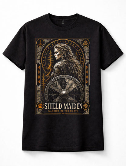 Shield Maiden Viking Woman Norse Warrior Runes Valkyrie Shield Unisex T-Shirt