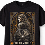 Shield Maiden Viking Woman Norse Warrior Runes Valkyrie Shield Unisex T-Shirt