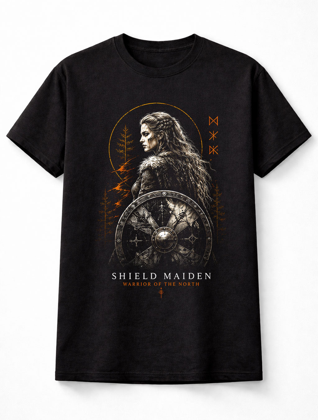 Shield Maiden Viking Woman Warrior Norse Shield Nordic Runes Unisex T-Shirt