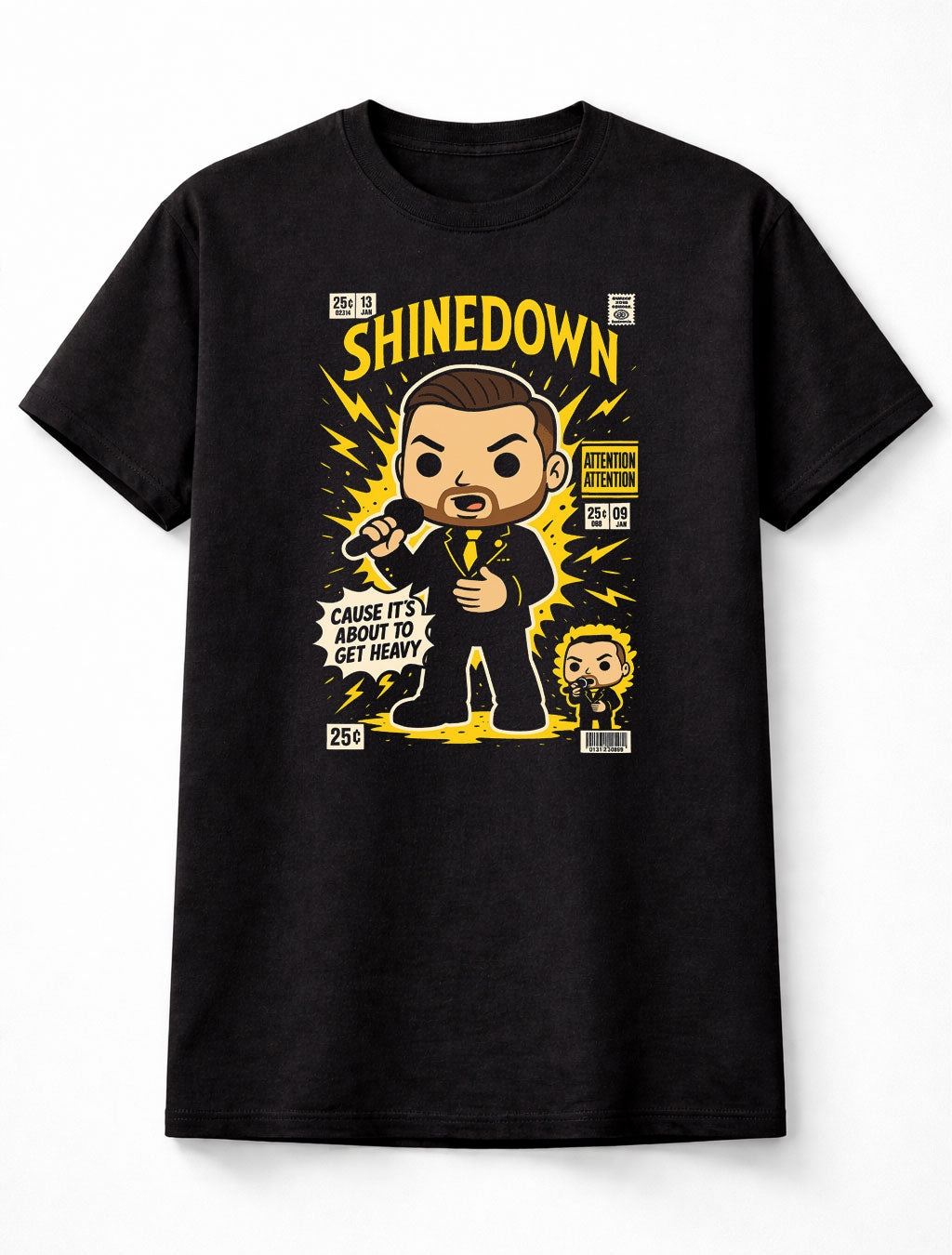 Brent Smith Shinedown T-Shirt Attention Attention Unisex Black Graphic Tee