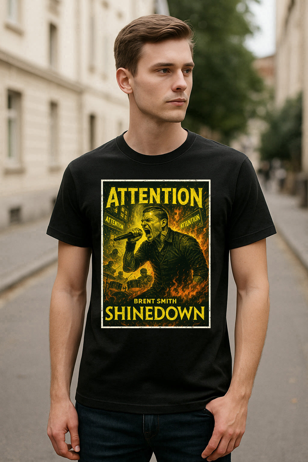 Shinedown Attention Attention Brent Smith Hard Rock Powerhouse Adults & Kids Unisex T-Shirt