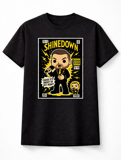 Shinedown Attention Attention T-Shirt Heavy Rock Unisex Black Graphic Tee