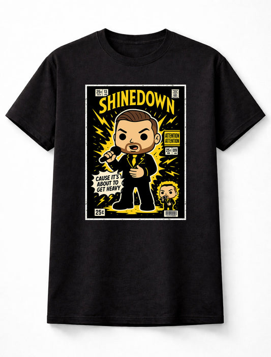 Shinedown Attention Attention T-Shirt Heavy Rock Unisex Black Graphic Tee