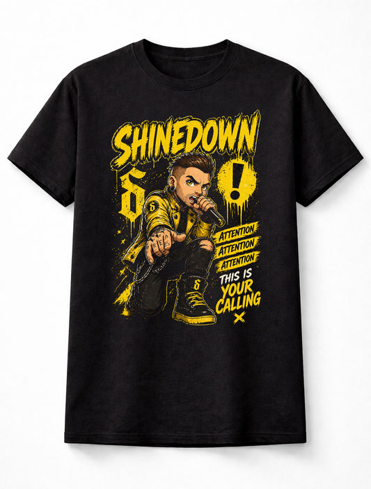 Shinedown Attention Attention This Is Your Calling Graphic T-Shirt Rock Band Music Fan Tee Alternative Hard Rock Adult & Kids Unisex T-Shirt
