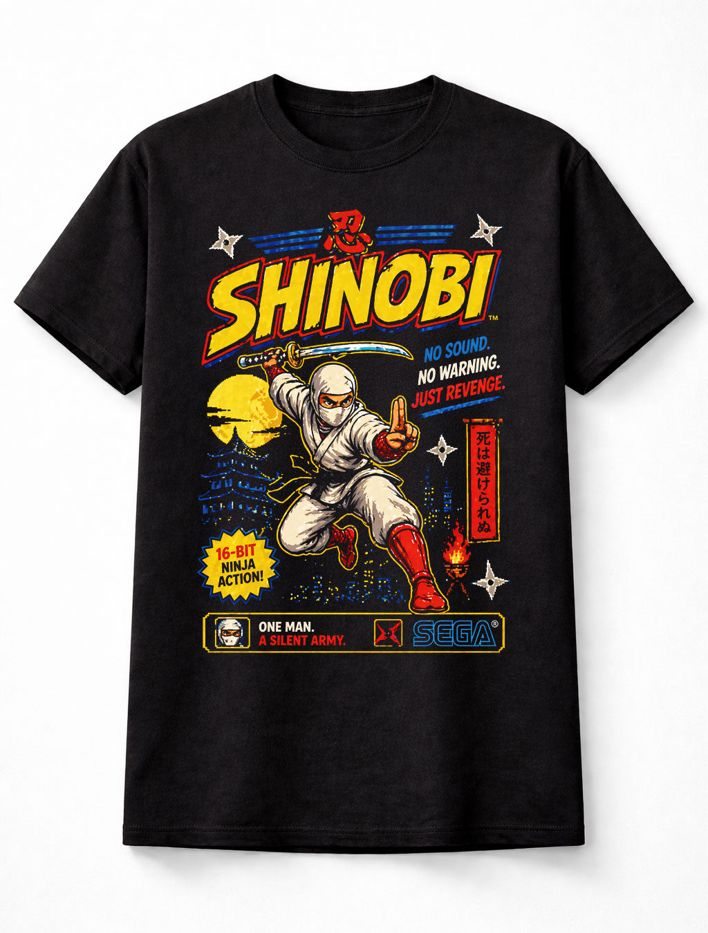 Shinobi T-Shirt Sega Retro Gaming Graphic Tee Classic Ninja Action Game Character Shirt 16 Bit Arcade Warrior Samurai Fighter Gamer Adults & Kids Unisex T-Shirt