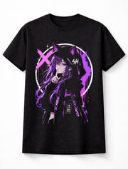 Anime Cat Ear Girl Purple Gothic Manga Graphic Unisex T-Shirt