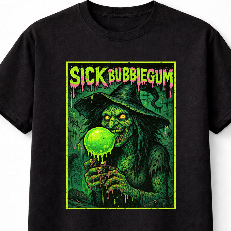 Rob Zombie Sick Bubblegum Witch T-Shirt Gothic Horror Slime Art Unisex Black Graphic Tee
