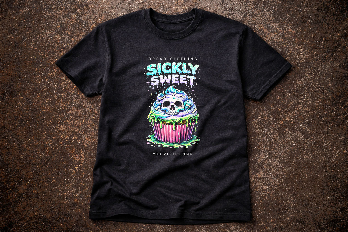 Sickly Sweet Skull Unisex Toxic Gothic Horror Cupcake Graphic T-Shirt Dark Art