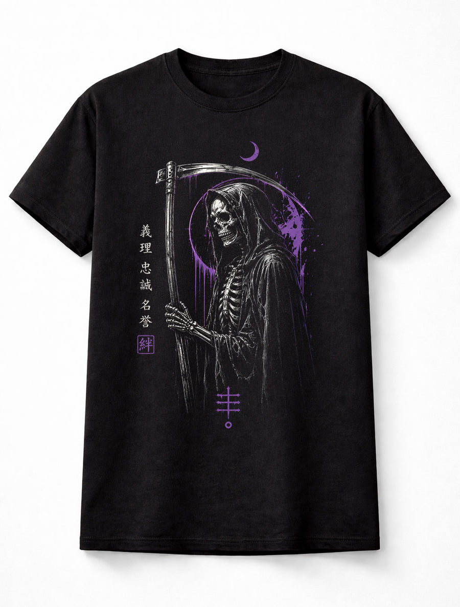 Purple Grim Reaper Gothic Skeleton Horror Unisex T-Shirt