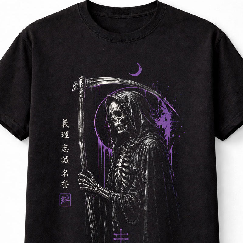 Purple Grim Reaper Gothic Skeleton Horror Unisex T-Shirt