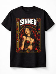Sinner Demon Girl Gothic Occult Pentagram Alternative Black Unisex T-Shirt