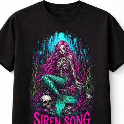 Siren Song Gothic Mermaid Skeleton Horror Fantasy Unisex T-Shirt