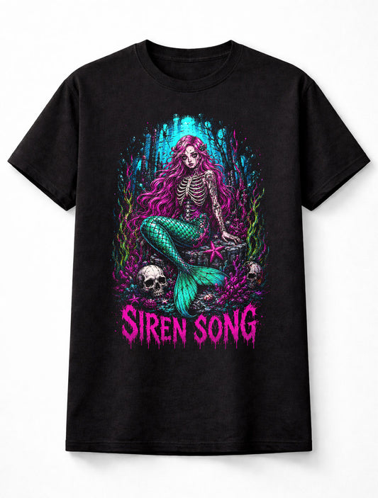 Siren Song Gothic Mermaid Skeleton Horror Fantasy Unisex T-Shirt