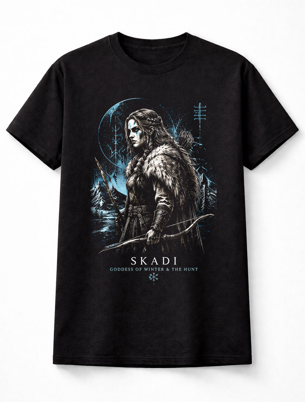 Skadi Norse Goddess Viking Hunt Winter Runes Unisex T-Shirt