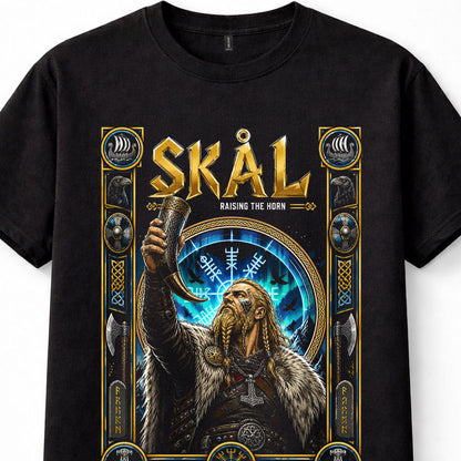 Skål Viking Norse Warrior Drinking Horn Valhalla Nordic Pagan Blac Unisex T-Shirt