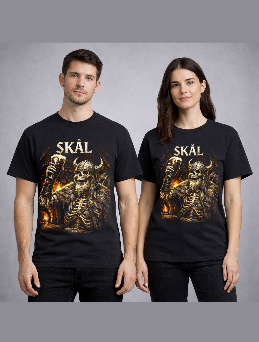 Skal Viking Skeleton Warrior Norse Drinking Graphic Unisex T-Shirt