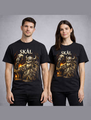 Skal Viking Skeleton Warrior Norse Drinking Graphic Unisex T-Shirt