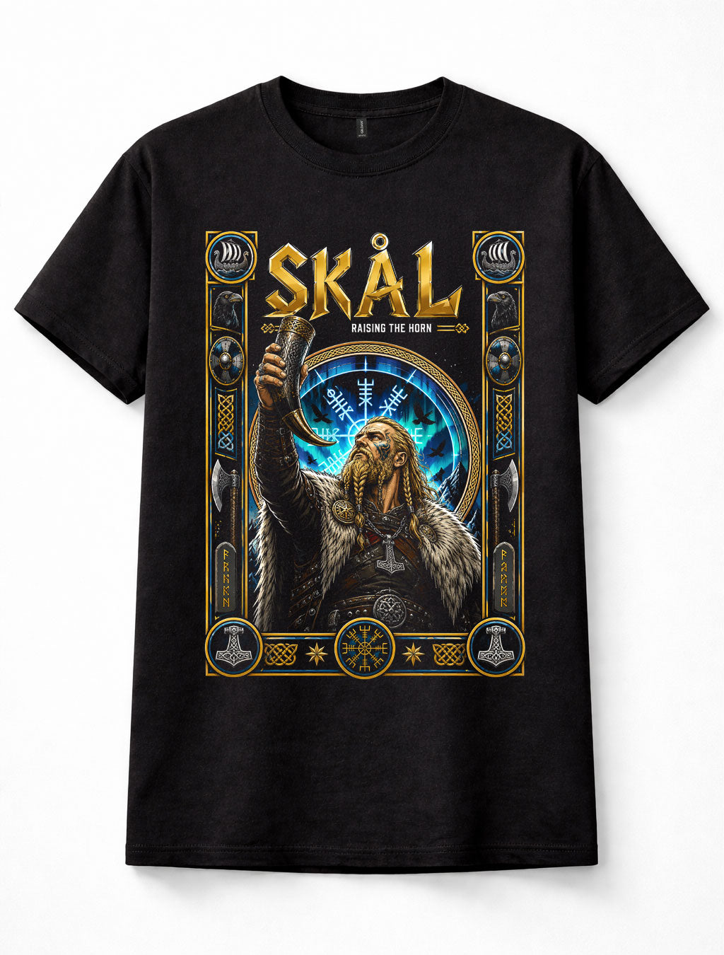 Skål Viking Norse Warrior Drinking Horn Valhalla Nordic Pagan Blac Unisex T-Shirt