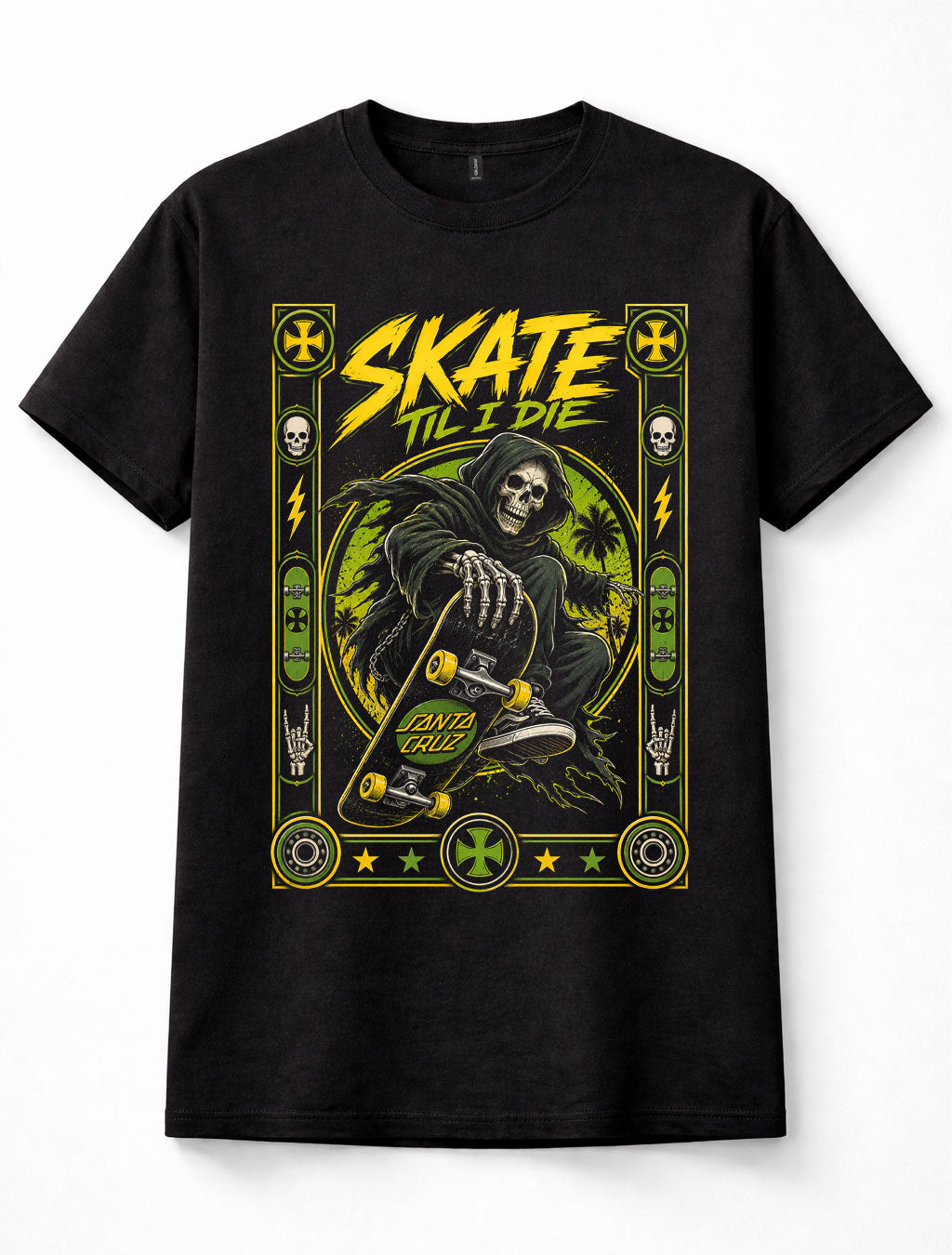 Santa Cruz Skateboards Skate Til I Die Grim Reaper Black Unisex T-Shirt