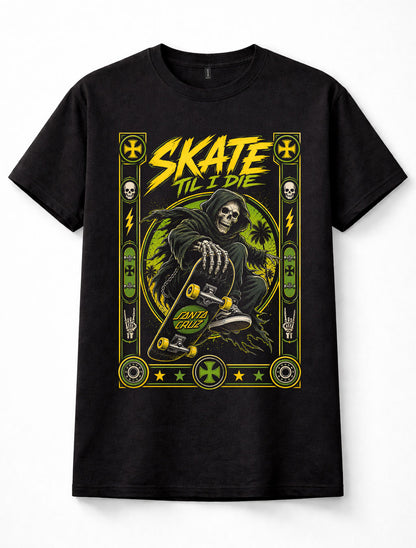Santa Cruz Skateboards Skate Til I Die Grim Reaper Black Unisex T-Shirt