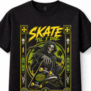 Santa Cruz Skateboards Skate Til I Die Grim Reaper Black Unisex T-Shirt