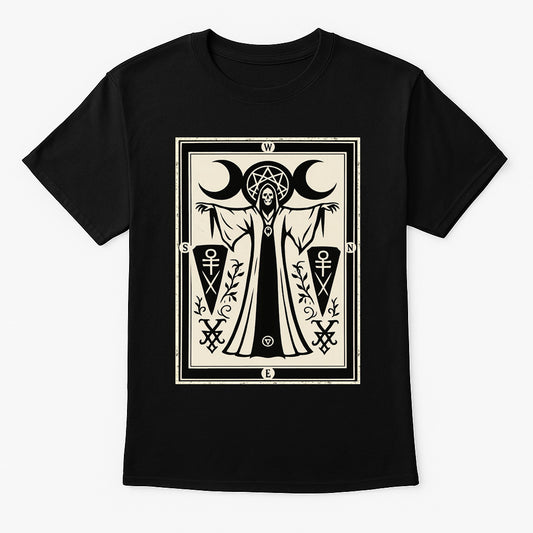 Occult Compass Unisex T-Shirt Triple Moon Gothic Symbol Tee