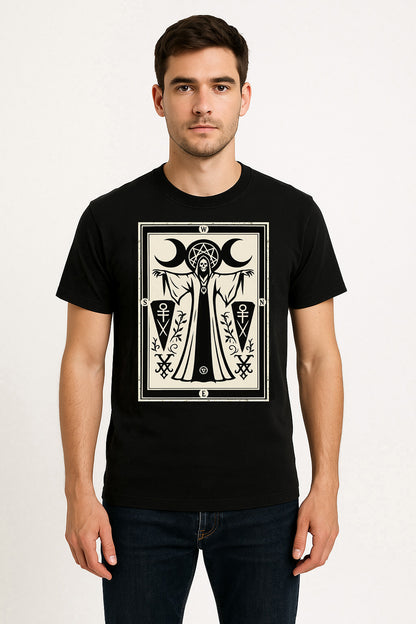 Occult Compass Unisex T-Shirt Triple Moon Gothic Symbol Tee