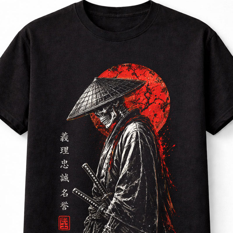 Skeleton Samurai Ronin Japanese Katana Gothic Horror Unisex T-Shirt