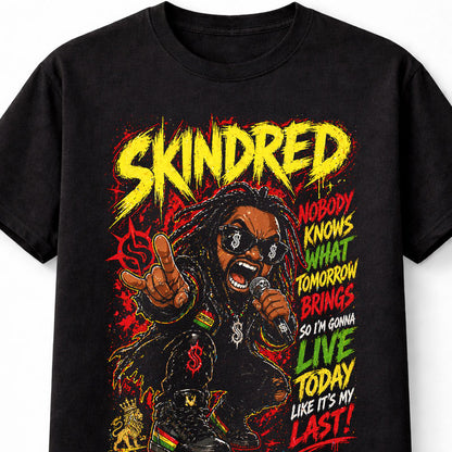 Skindred Graphic T-Shirt Reggae Metal Band Tee Red Yellow Green Rasta Rock Shirt Nobody Adults & Kids Unisex T-Shirt