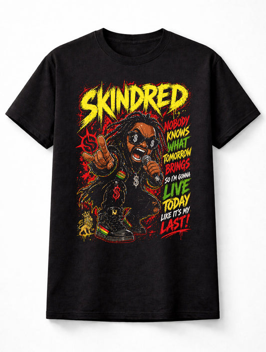 Skindred Graphic T-Shirt Reggae Metal Band Tee Red Yellow Green Rasta Rock Shirt Nobody Adults & Kids Unisex T-Shirt