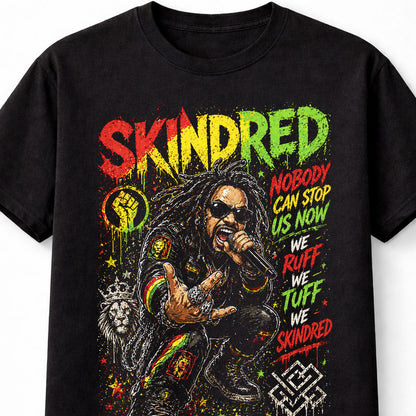 Skindred Graphic T-Shirt Reggae Metal Band Tee Red Yellow Green Rasta Rock Shirt Nobody Adults & Kids Unisex T-Shirt