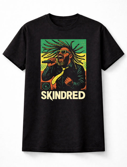 Skindred T-Shirt Reggae Borderless Metal Fusion Unisex Black Graphic Tee