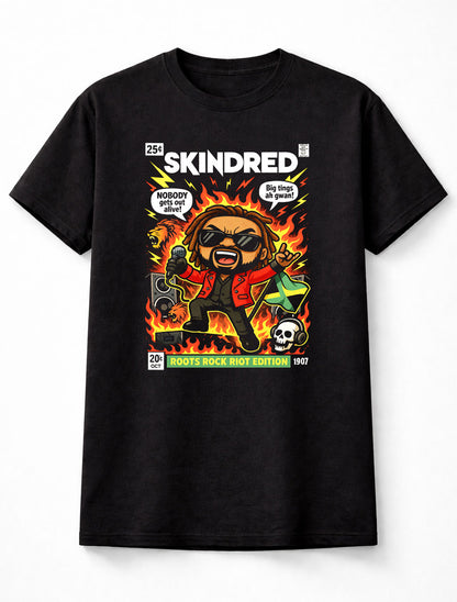 Skindred Roots Rock Riot Borderless Edition T-Shirt Reggae Metal Unisex Black Graphic Tee