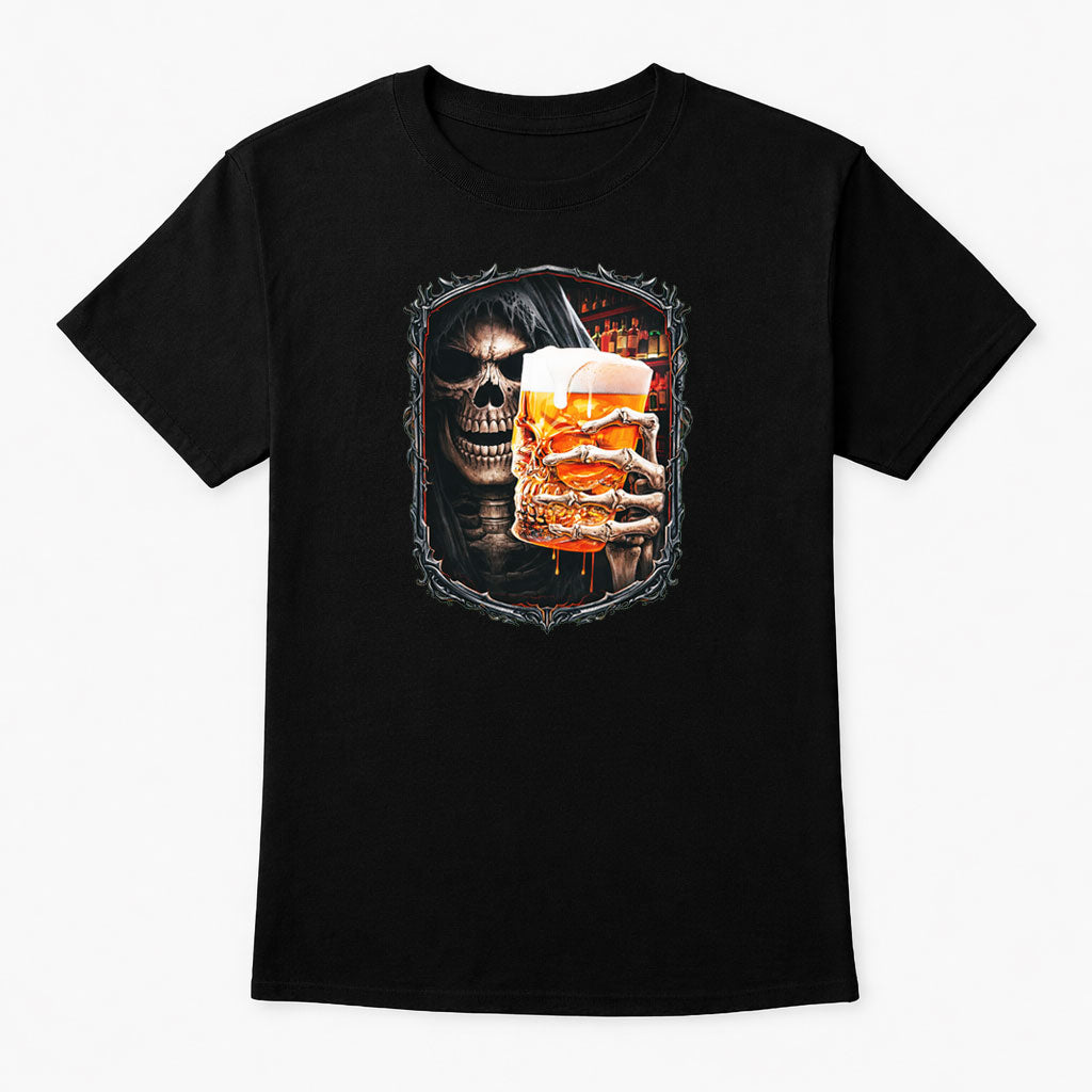 Grim Reaper Beer Mug Unisex T-Shirt Dark Bar Reaper Art Tee