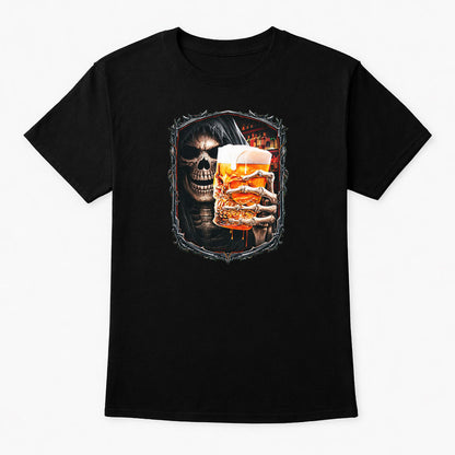 Grim Reaper Beer Mug Unisex T-Shirt Dark Bar Reaper Art Tee