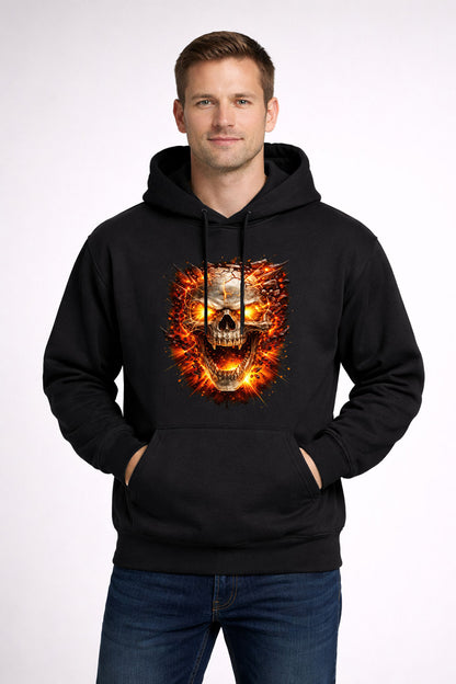 Inferno Skull Blast Unisex T-Shirt Fiery Demonic Skull Art Tee