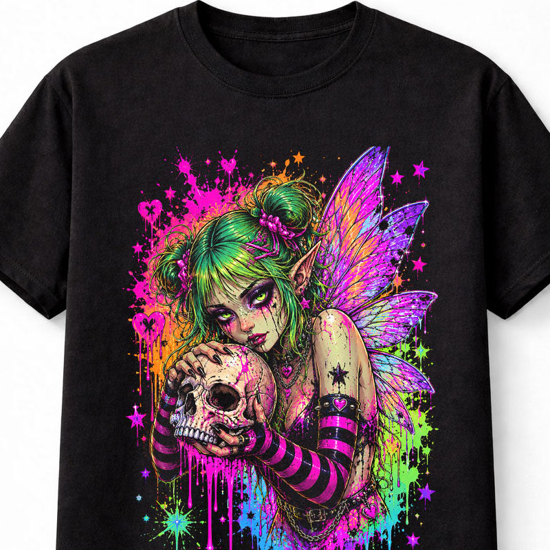 Skull Fairy Emo Punk Grunge Fairycore Wings Unisex T-Shirt